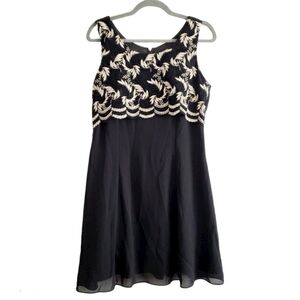 VTG Clara Embroidered Sleeveless Black Party Dress
